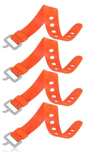 Utility Rubber Straps with Buckles,4Pcs Heavy Duty Tension Strap with Clip,Adjustable Fastening Cable Ties Securing Strap,50cm Mini Industrial Straps with Holes for Camping Yoga Mat Hose Cord,Orange
