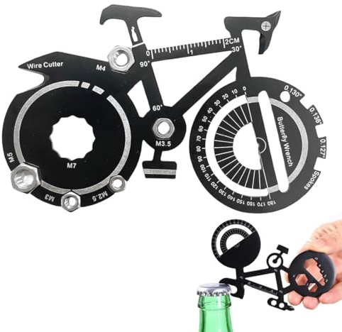 UIEXAY Décapsuleur De Bière, Ouvre-Bouteille De Vélo, Kit Reparation Velo Multifonctions Outil, Outil Multifonction D'Extérieur Pour Tournevis, Petit Couteau, Rapporteur, Décoration De Vélo（Noi