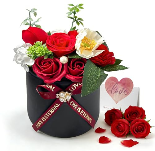 FIGCY Scatola Regalo Rose Eterne - Rose Rosse Infinite per Le Donne, Scatola a Cuore per la Festa della Mamma, Compleanno, San Valentino, Anniversario, Natale