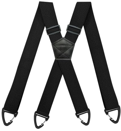 IGXX Dolda Hängslen för Herrar, 4 cm Breda X-Back Justerbara Elastiska Hängslen med 4 Öglor för Underkläder, Svart