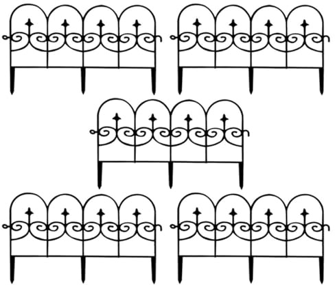 GALPADA Lot de 5 Barrières de Jardin en Plastique, Petite Clôture Anti-Animaux, Bordure de Jardin Amovible, Protection Pelouse et Barrière pour Chiens, Installation sans Perçage,