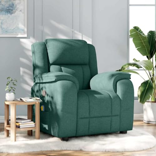 mtlskopl Poltrona massaggiante verde scuro, vibrazione a 6 punti, lettino 135°, rivestimento traspirante, 96 x 99 x 102 cm, 110 kg, soggiorno/camera da letto