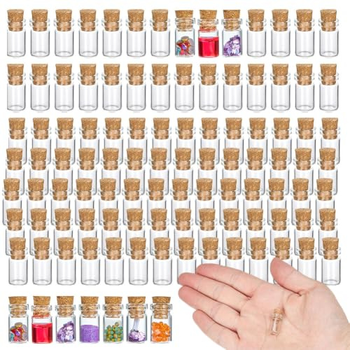 PH PandaHall 200pcs 1.5ml Petite Bouteille en Verre Petit Pot en Verre, Mini Flacon Mini Fiole avec Bouchon en Liège pour DIY Artisanat Décor de Fête Cadeaux Bijoux Mariage Cadeau Invités