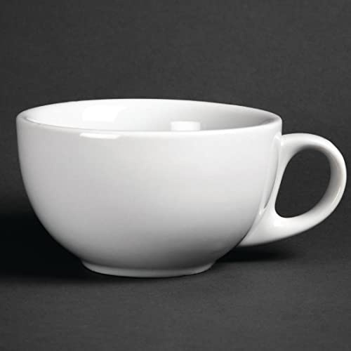 Olympia Athena Porcelain Cappuccino Cups 285ml, White, 285ml (12 Pack) | Commercial grade hotelware design provides a durable, stackable solution for busy cafes and professional catering venues.