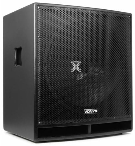 Vexus SWP18 PRO Subwoofer Attivo PA con woofer da 18 46 cm e stativo nella parte superiore (600 Watt max, filtro passa bassi attivo e Phase, XLR, RCA, Bassreflex)