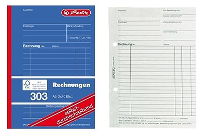 Herlitz Rechnungsbuch 303, selbstdurchschreibend, A6, 2 x 40 Blatt