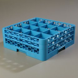 Carlisle FoodService Products RG16-214 FBA_RG16214 16 Compartment Glass Rack with 2 Extenders, 7.12, Blue