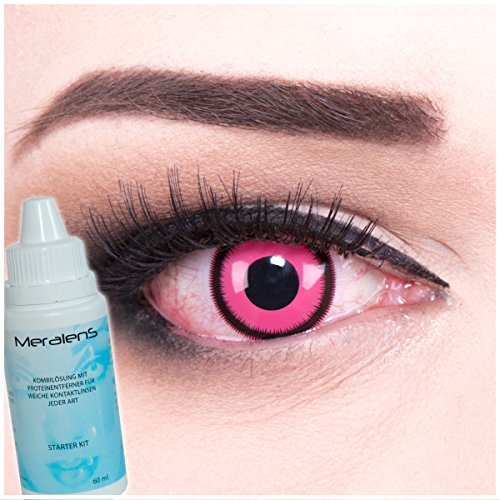 Funnylens Lenti a contatto Rosa con porta lenti a contatto Rose Lunatic Anime, Vampiro, morbide comode da indossare e ideali per Halloween o Carnevale senza correzione