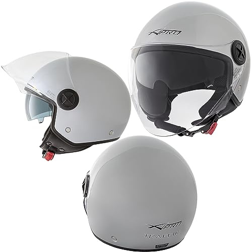 Casque Moto Scooter Jet Double Visiere Pare-Soleil ECE 22 Argent L