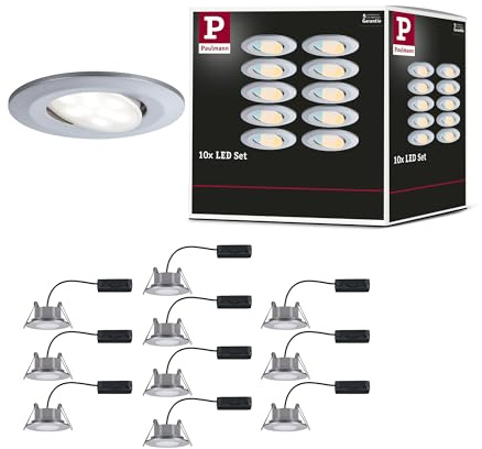 Paulmann 98199 LED Einbauleuchte Calla 10er-Set IP65 rund 90 mm 30° 10x5W 10x430lm 230V White Switch Chrom matt