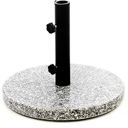 Nexos Sonnenschirmständer Granit grau 40cm rund Schirmständer Edelstahlrohr mit Feststellschrauben und 3 Standfüße Kunststoffringe 10 kg