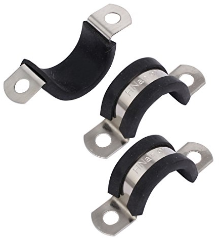 Sourcingmap 20mm Dia EPDM Rubber Lined U Shaped Pipe Tube Wire Clamps Clips 3pcs
