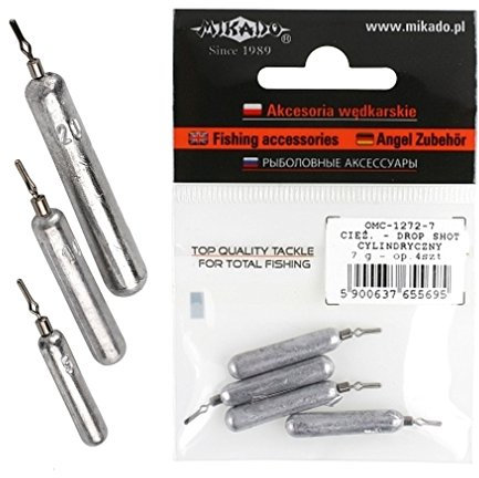 3 x Mikado Zylinder Drop Shot Sinker Bleie mit Klemm Wirbel von 10g bis 15g erhältlich (10g)