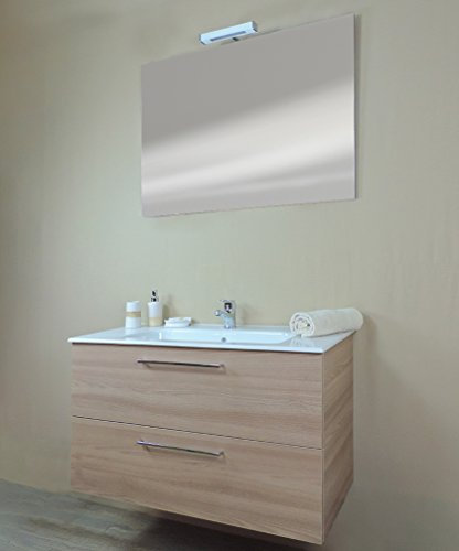 Mueble baño diseño moderno suspendido dos cajones Easy Nogal translúcido cm.100