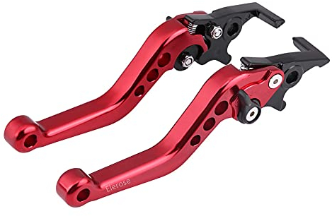 Elerose per clutch levare kx250 Maniglia Freno a Disco Doppia Moto, Scooter Moto Universale Modificato CNC Doppia Leva del Freno a Disco in Lega di Alluminio Regolabile (1 Paia)(Rosso)