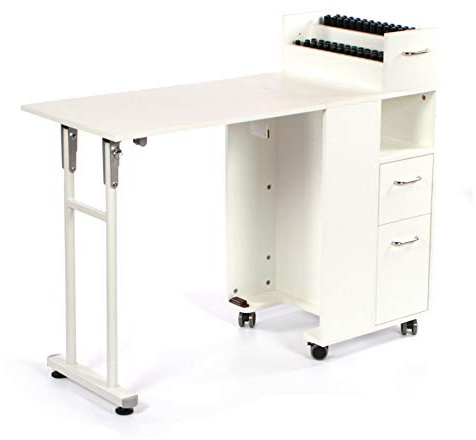 Urbanity Compact Foldable Folding Professional Nail Station Salon Manicure Nail Table Desk White