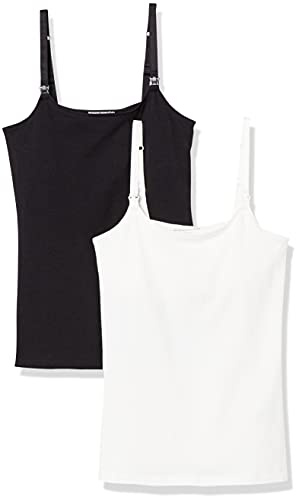 Amazon Essentials Camisola de Maternidad para Mujer, Paquete de 2, Negro/Blanco, Talla S