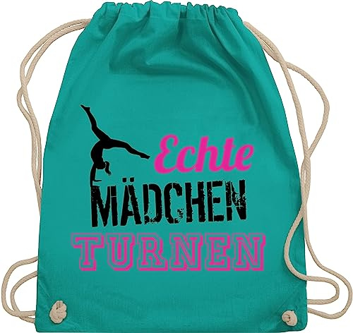 Shirtracer Turnbeutel Rucksack - Kinder Sport Kleidung - Echte Mädchen turnen fuchsia - schwarz - Unisize - Türkis - gymnastics bag girls kinderturnbeutel 25. geburtstag turn stoffrucksack