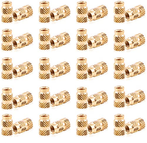 Mardatt 120 Stück M4 x 10 x 6 Messing-Gewindeeinsätze für Kunststoff-Messing-Einsätze, 3D-Druck, Rändelmutter, Messing-Einbettmuttern, Heat Set-Einsatz für 3D-Druck, Kunststoff