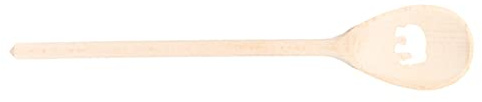 teemando® , Cuillère de cuisine en bois solide avec motif éléphant et texte de votre choix - Personnalisable - Ovale - 30 cm