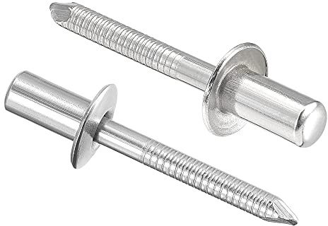 sourcing map 25 Stk Blindnieten Ziehnieten 6,4mm Durchmesser Silberfarben | Kern Befestigungen, Popnieten, 304 Edelstahl, 12mm Grifflänge