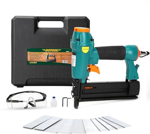 DOTOOL Pneumatic Brad Nailer, 18 Gauge 2-in-1 Nail, 5/8'' to 2'' Brad Nails and 5/8'' to 1-5/8'' Crown Staples, Safety Glasses and Carrying Case