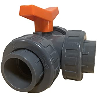 PVC 3-Wege Kugelhahn L-Bohrung DN 20 mm - DN 63 mm | Sanitär Pool Teich (DN 50 mm)