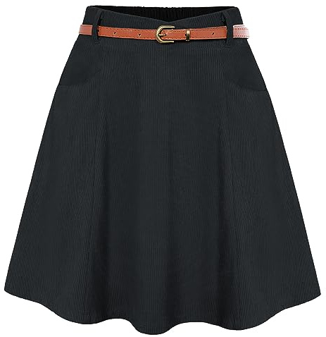 Belle Poque 1950s Vintage Rock für Frauen Hohe Taille A-Linie Flowy Rock Elegant Retro Faltenrock Schwarz BP0828-01 M