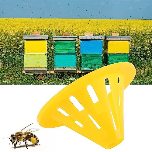 Tnfeeon 20 Pieces Bee Hive Escape Equipment Beekeeping One Way Entrance Gate Cone Shape Bee Nest Door, Yellow