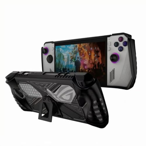 Protective Case with Foldable Kickstand for ASUS Rog Ally 2023 Release Handheld Game Console Full Body Soft TPU Drop-Proof Protector Stand Case with Shockproof,Non-Slip,Anti-Collision (Black)