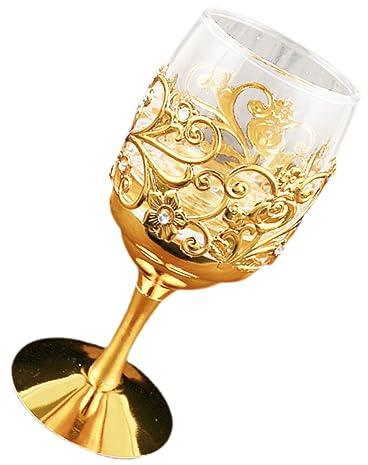 DOITOOL 1 Stück Kreativer Europäischer Glaskelch, Goldfarben, für Weißwein | Wiederverwendbar, Leicht zu Reinigen, für Zuhause und Viele Anlässe, Stilvolle Form mit Edler Wirkung
