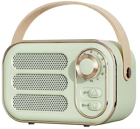 Knadgbft Haut-parleur rétro à effet stéréo 360° Bluetooth Mini haut-parleur vintage Radio Décoration d'intérieur Boîte de son pour l'extérieur Vert