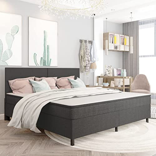 ZQQLVOO Telaio letto familiare, letto a molle, in tessuto grigio scuro, 200 x 200 cm, adatto per camere familiari