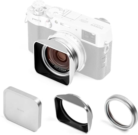 NiSi Juego de filtros UV para Fujifilm X100VI / X100V - Plateado | Compatible con Fuji X100 / X100S / X100F / X100T, Incluye Filtro UV 49mm, Parasol Rectangular y Tapa de Objetivo