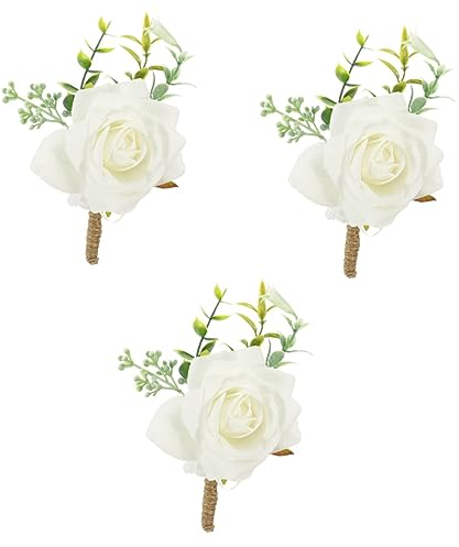 Zerodeko 3 Stücke Hochzeit Liefert Künstliche Corsage Faux Rose Brosche Boutonniere Gefühl Modische Aussehen