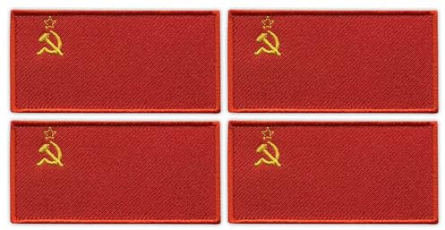 4er-Set – Flagge der UdSSR – der Sowjetunion – Bügeln/Heißsiegel-Rückseite – bestickter Aufnäher/Abzeichen/Emblem