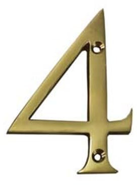 5PZ NUMERO CIVICO 4 INGLESE IN OTTONE LUCIDO