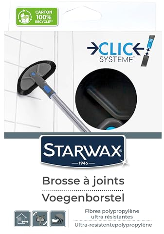 STARWAX - Brosse à Joints - Récure les Joints même Difficiles d'Accès - Salle de Bains, Cuisine - Adaptable sur le Manche Gamme Clic Système - Fibres Ultra-Résistantes - Conception Française