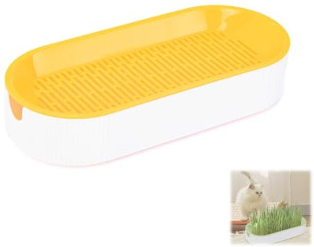 Bimhayuu Cat Grass Grow Kit Plant Germination Tray Cat Grass Seed Starting Tray Soilless Cat Grass Germination Tray Household Cat Grass Planting Box (Yellow)