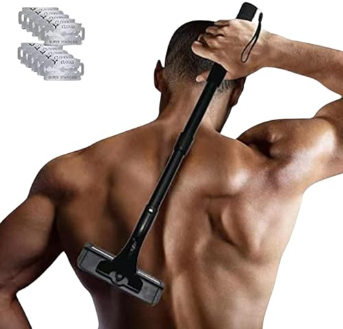 Rasoio Per La Schiena Uomo – Epilatore Ergonomico con Impugnatura Regolabile 54 cm – Per Petto, Schiena, Gambe e Stomaco – Rasoio Corpo Indolore con 10 Lame di Ricambio - Back & Body Shaver