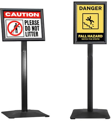 STANDNEE Infoständer A4 Schwarz Infoständer din A4 Plakatständer Display-Ständer Schwere Schild Ständer Bodenständer Schild Halter, Poster Ständer für Anzeigen, Menü, Hinweis, Partys