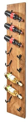 Kobolo Wandregal Weinregal Flaschenhalter Akazienholz mit Haken