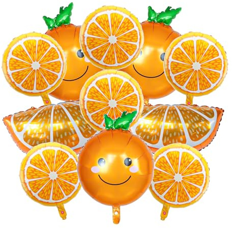 Foil Balloons for Fruit Decoration - Orange, 11 Pieces for Summer Party, Children's Birthday