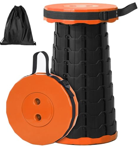 GeeRic Taburete Telescópico Portátil,Taburete Plegable Camping con Gran Capacidad de Carga,Ajustable Taburete Telescópico para Cámping Pesca Jardín