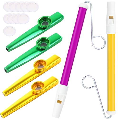 Naturahand 16-Piece Kazoo Set: 4 Kazoos, 2 Slide Whistles, 10 Membranes - Colorful, Durable, Ideal Gift for All Ages