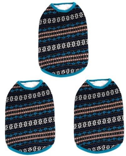 YARNOW 3st Haustier Hund Pullover Wärmende Weste Warme Jacke Hundepullover Welpen-Weihnachts-Outfit Winterkleidung Für Haustiere Warmer Winterpullover Für Haustiere Hunde-Outfit Blue Garn