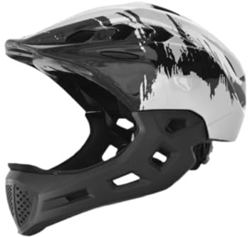 FLCPJGV Casque de vélo pour Enfants, Casque de Cyclisme, Casque intégral avec mentonnière Amovible, Casque de vélo pour Enfants, Casque de Sport pour Le Patinage à roulettes, Blanc
