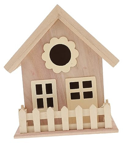 IWOWHERO Kreatives Holz Vogelnest mit Doppelfenster Breitem Rundeingang Selbstgemacht Vogelhaus zum Bemalen Vogelzubehör für Garten Kleine Ziervögel