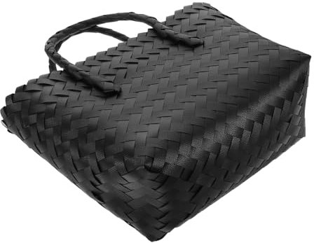 IMIKEYA Einkaufstasche Rattan Handgewebt Damen Tragetasche Stroh Strandtasche Multifunktional für Einkauf Picknick Kleine Schultertasche mit Griff Gewebte Tasche für Alltag Obstkorb