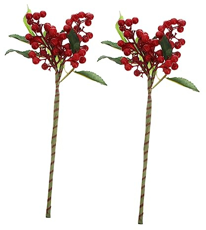 Cabilock 1 Ensemble 1 Ensemble De Baies De Noël Faux Fruits Baies Artificielles Faux Fruits Décoration Réaliste Houx Artificiel s De Noël s De Houx x 2 pièces